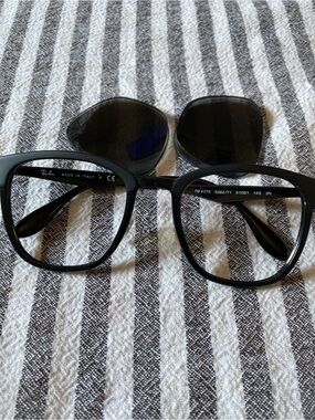 Ray-Ban Black Cat-Eye Glasses with Dark Clip-On Lenses
